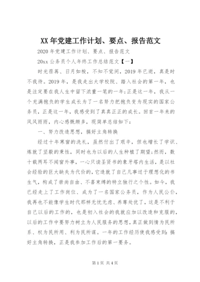 某年党建工作计划、要点、报告范文.docx