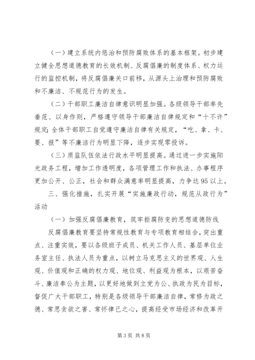 质监局“实施廉政行动，规范从政行为”活动实施方案.docx