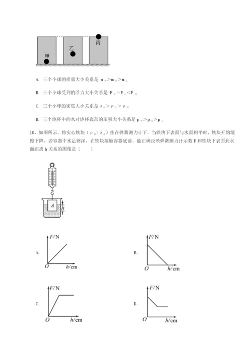 专题对点练习广东深圳市高级中学物理八年级下册期末考试同步训练试题.docx