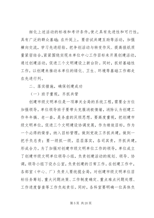 创建市级文明单位动员会上的讲话.docx