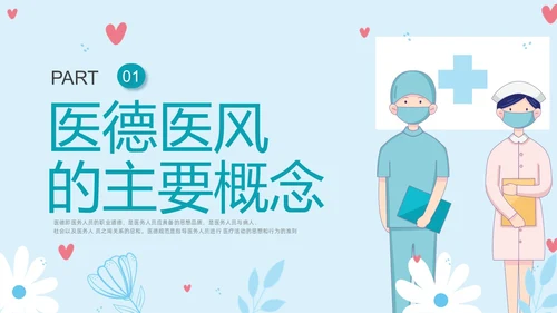 蓝色插画医德医风培训PPT课件