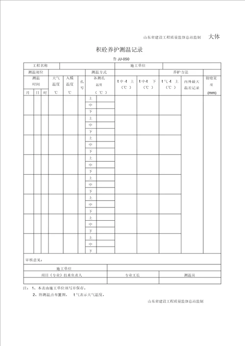 工程技术资料表格