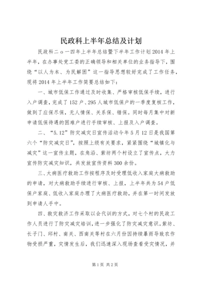 民政科上半年总结及计划.docx