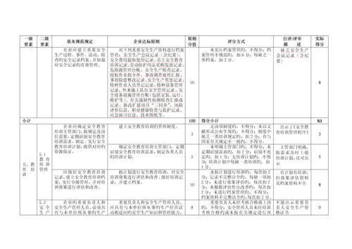 公司安全生产标准化自评表.docx