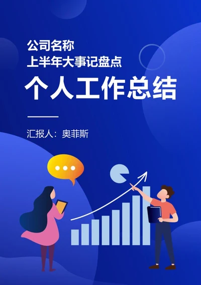 蓝色职场汇报工作总结报告word模板