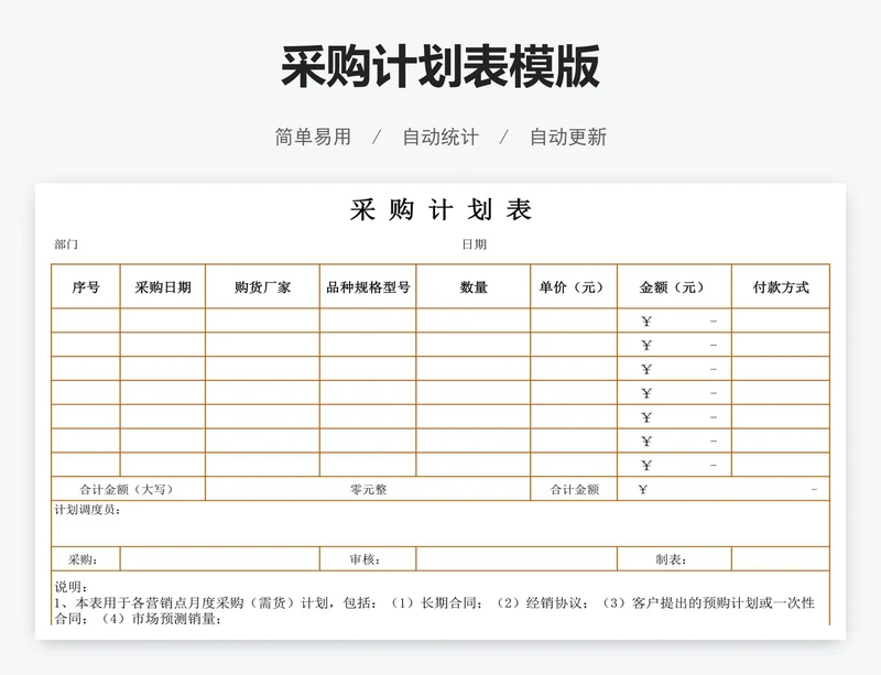 采购计划表模版