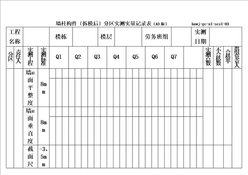 最新实测实量记录表格式