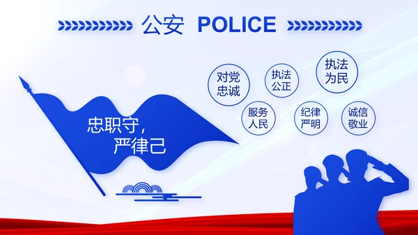 蓝色大气警务室工作总结计划动态PPT模板