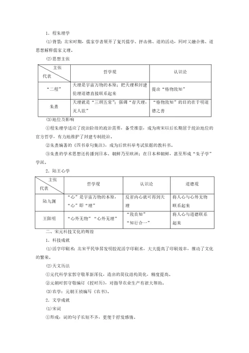 通史版2021版高考历史复习第3单元中华文明的繁荣与成熟第7讲隋唐、宋元时期的思想与科技文化的辉煌教学案