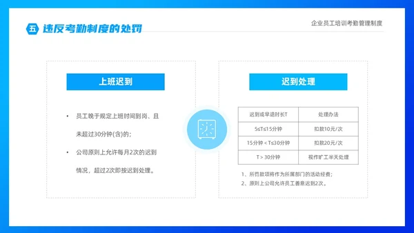 蓝色商务插画风企业员工培训之考勤制度培训PPT