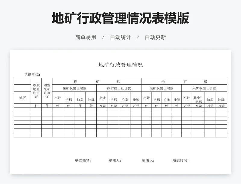地矿行政管理情况表模版