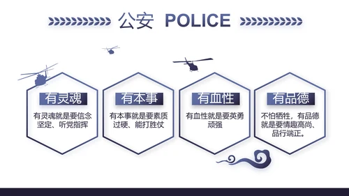 蓝色公安警察年终工作总结述职报告动态PPT