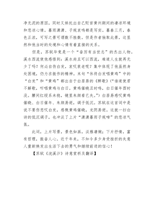 苏轼《浣溪沙》诗意赏析及翻译.docx