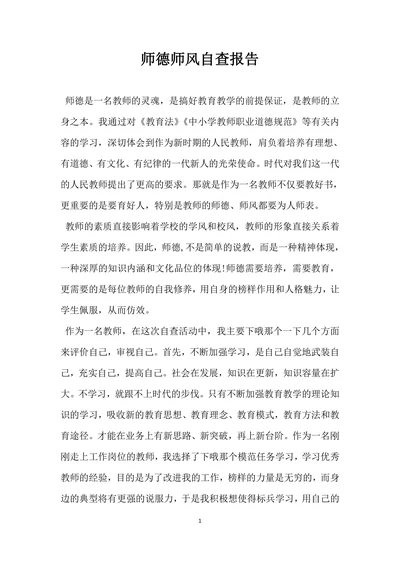 师德师风自查报告