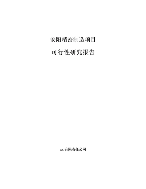 安阳精密制造项目可行性研究报告模板范本