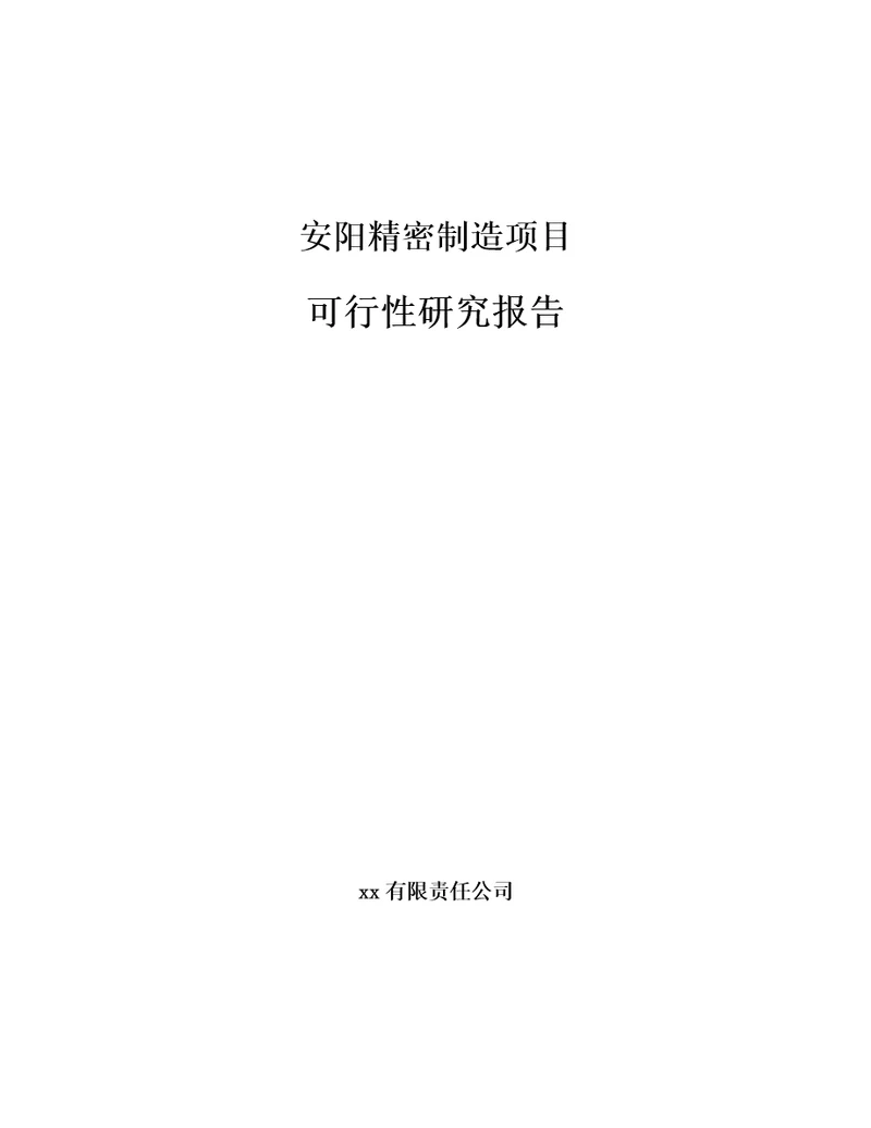 安阳精密制造项目可行性研究报告模板范本