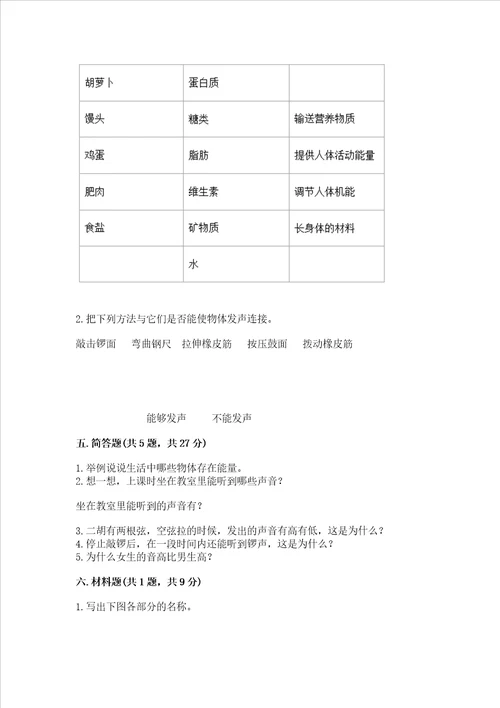 2022教科版四年级上册科学期末测试卷精品（夺分金卷）