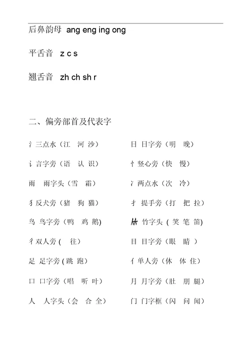 部编版一年级上册语文知识点归纳总结