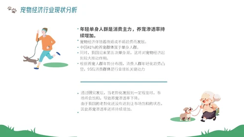 插画风宠物经济行业前景分析报告PPT