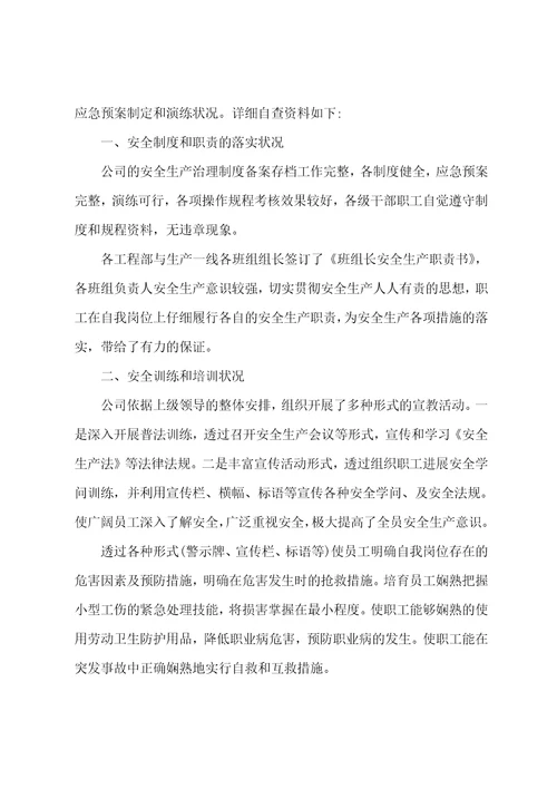 企业安全生产自查报告书