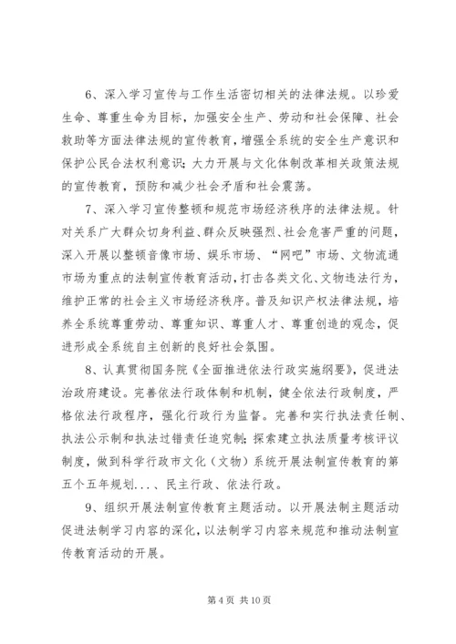 市文化（文物）系统开展法制宣传教育的第五个五年规划 (2).docx