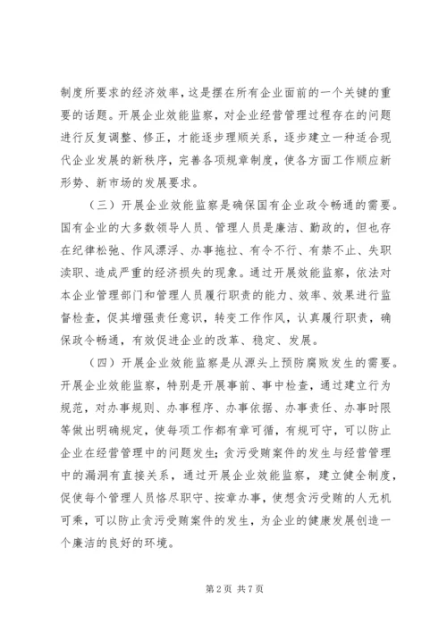 国资委纪委效益监察调研报告.docx