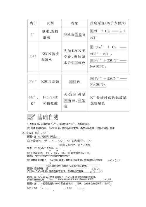 2020年高考化学一轮总复习第二章第6讲离子共存与离子推断学案(含解析)