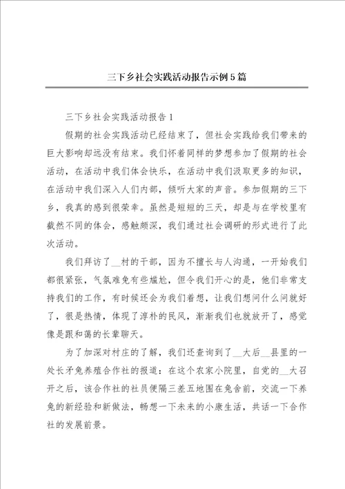 三下乡社会实践活动报告示例5篇