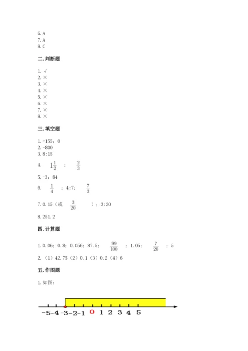 冀教版小学六年级下册数学期末检测试题【巩固】.docx