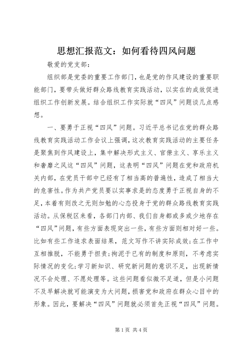 思想汇报范文：如何看待四风问题 (3).docx