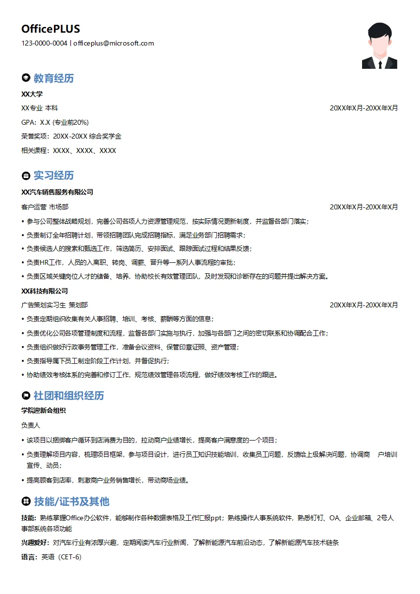 HRBP简历模板