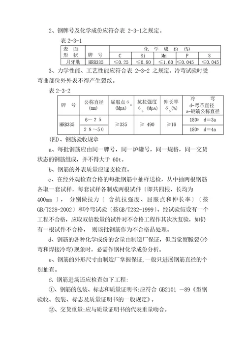 原材料进场管理及检验频次规定