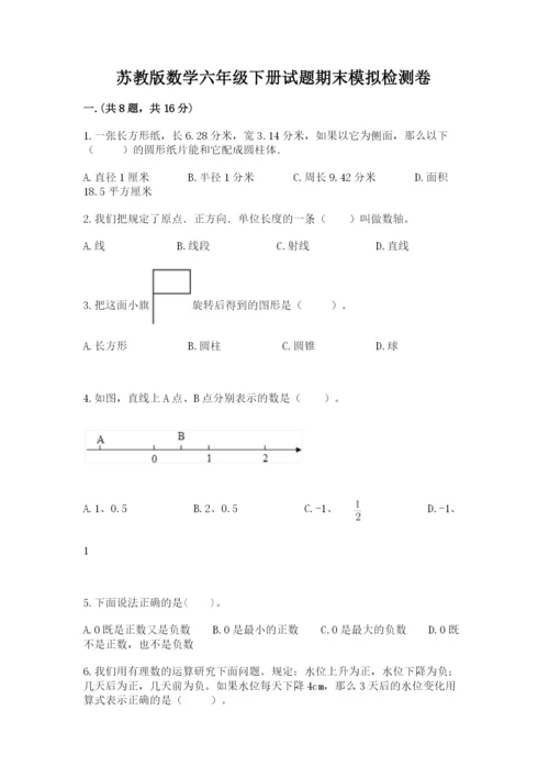 苏教版数学六年级下册试题期末模拟检测卷及答案（典优）.docx