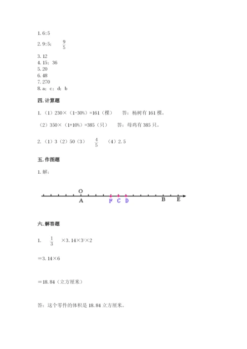 三明市大田县六年级下册数学期末测试卷完美版.docx