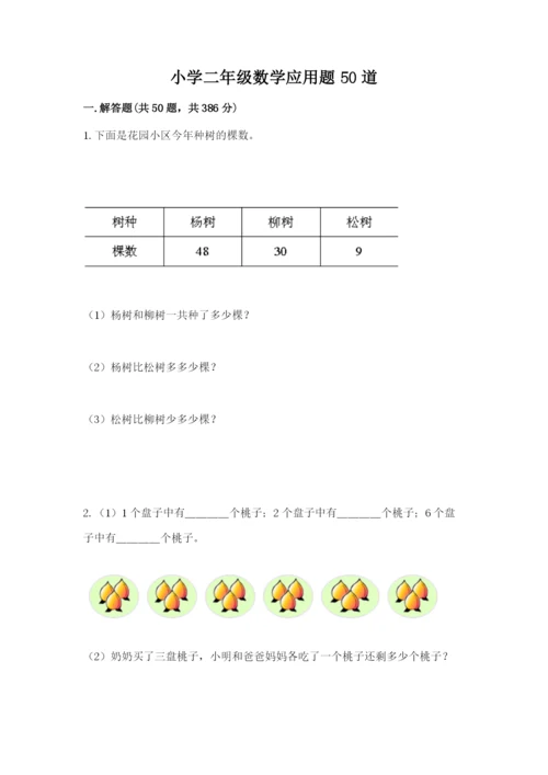 小学二年级数学应用题50道附答案（a卷）.docx