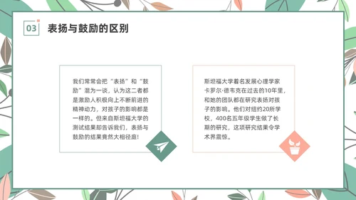 绿色小清新遇见美好赞出成长家长进课堂培训PPT