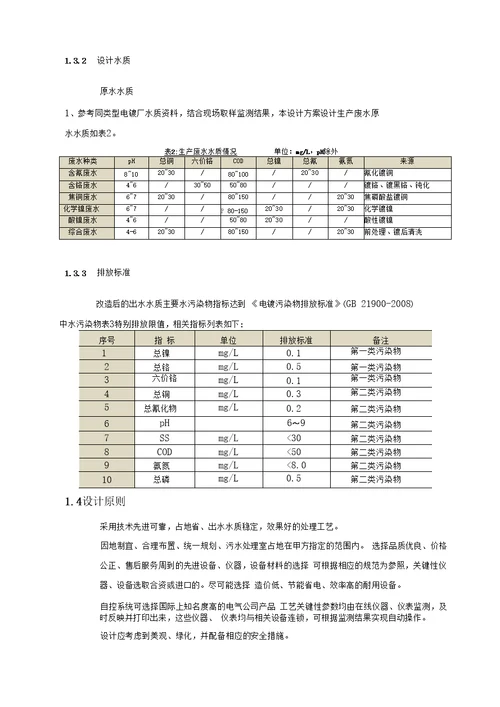 电镀废水处理设计方案