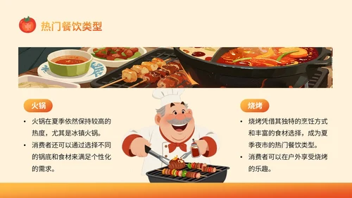 橙色插画风餐饮：餐饮行业消费报告总结