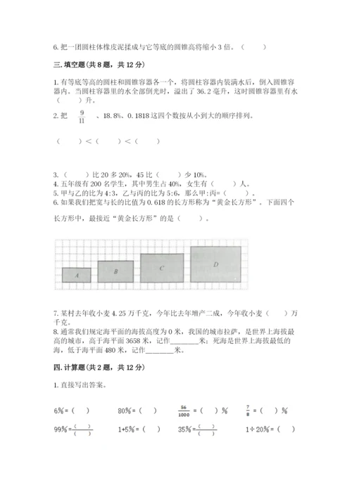 海盐县六年级下册数学期末测试卷精选答案.docx