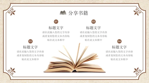褐色复古风读书分享PPT模板