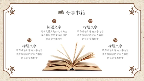 褐色复古风读书分享PPT模板