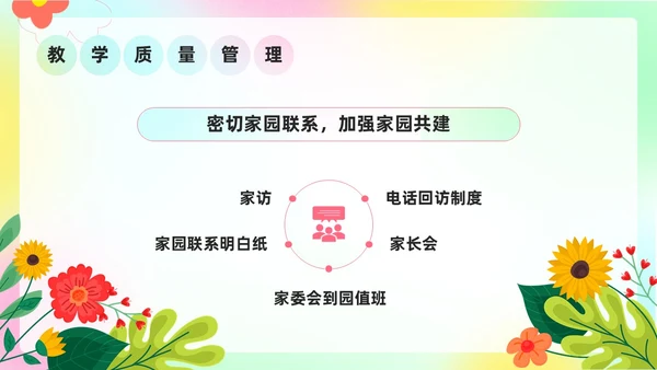 小清新弥散风花卉形状幼儿园工作汇报PPT模板工作总结