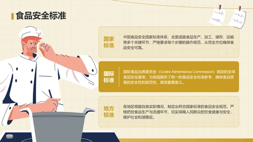 黄色插画风食品安全科普PPT模板