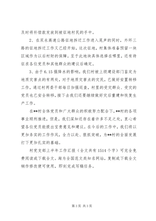 村党支部上半年工作汇报 (3).docx