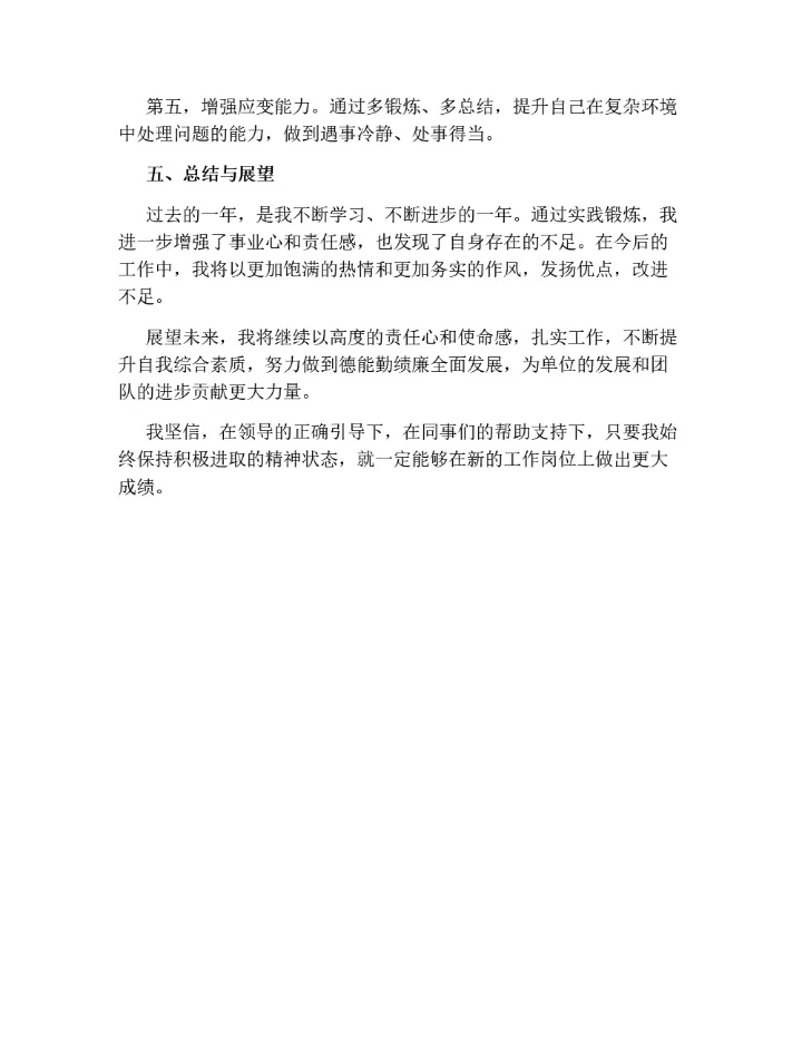 个人述职报告（标准版）