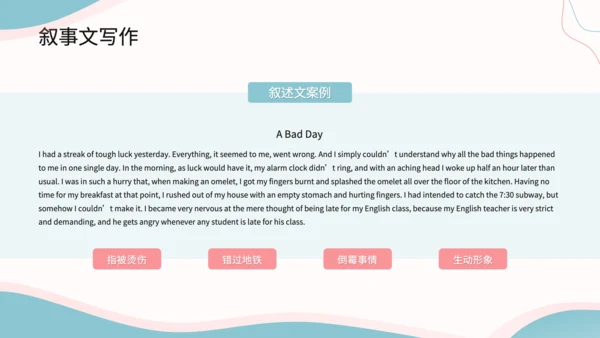 蓝色简约风英语写作结构课件PPT
