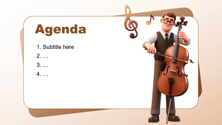 棕色3D风音乐课件教学设计公开课PPT主题模板