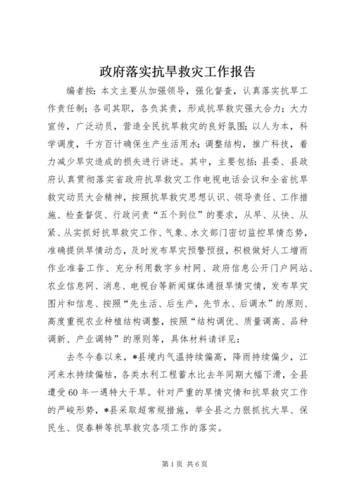 政府落实抗旱救灾工作报告.docx