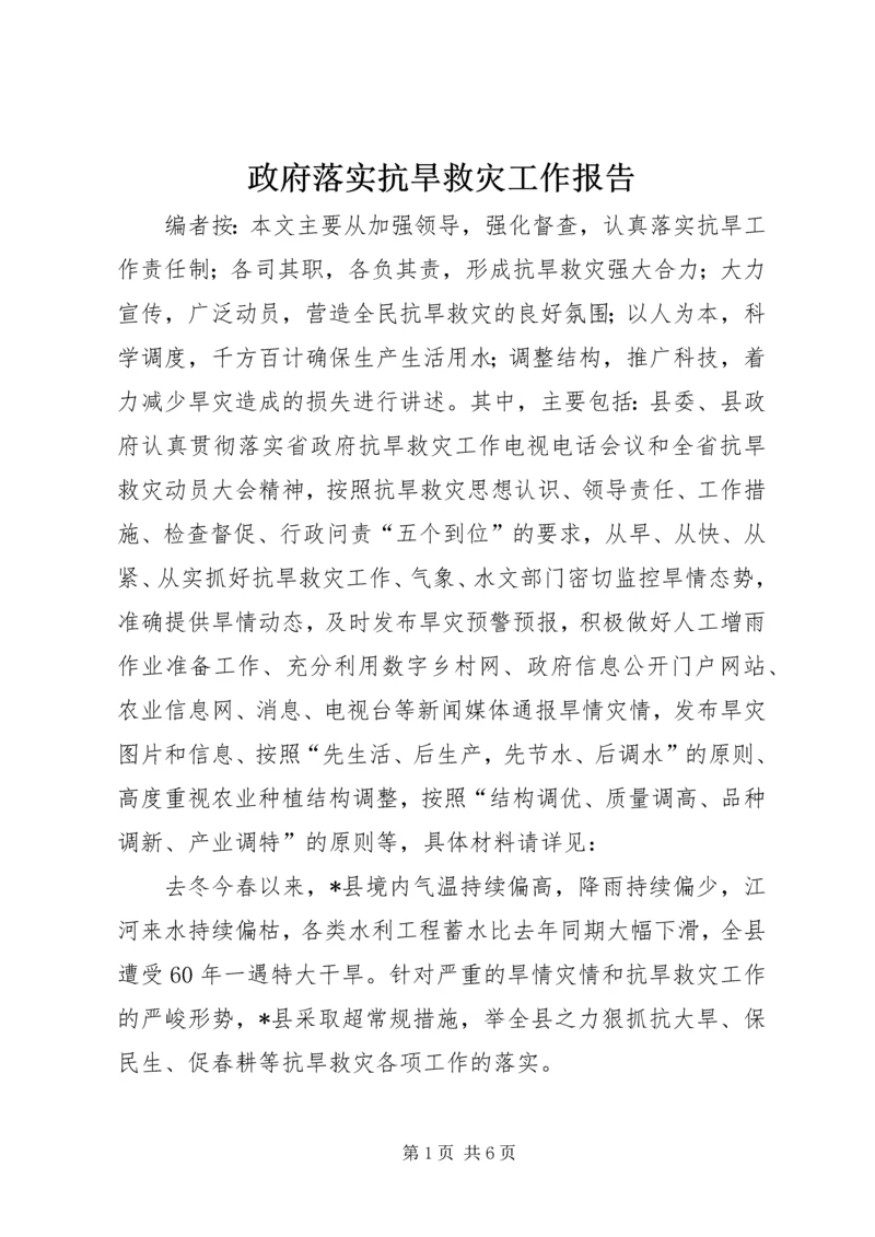 政府落实抗旱救灾工作报告.docx