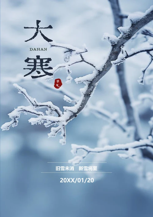大气简约大寒节气海报